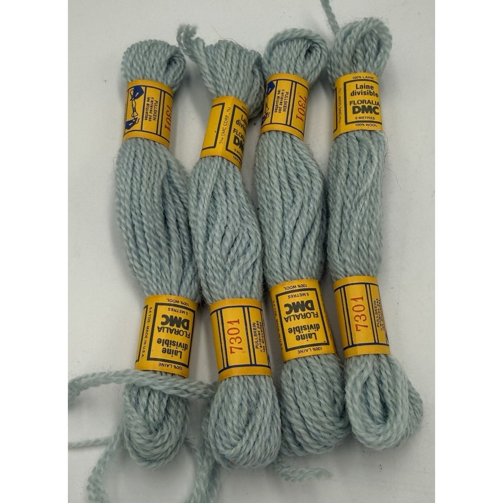 DMC Floralia Laine Divisible 100% Wool Needlepoint Yarn 5.4 Yards 7301 Lot Of 4